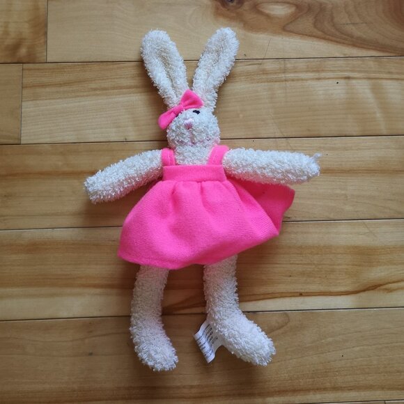 VINTAGE Bunny Rabbit with Pink Dress Plush Stuffed Animal - Picture 1 of 2